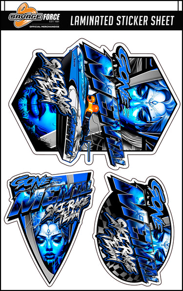Gone Mental Ski Race Team Sticker Sheet